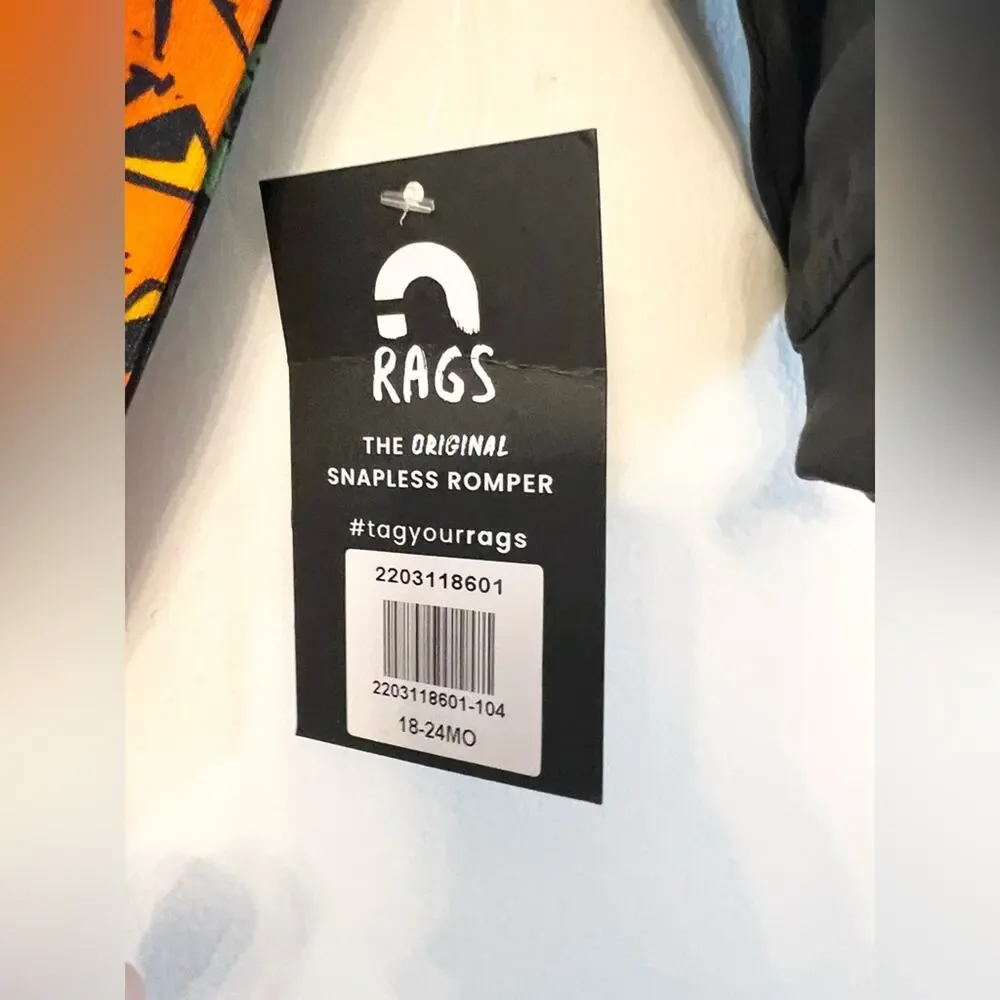 Rags to Raches NWT Halloween pumpkin one piece rags romper unisex 18-24 months